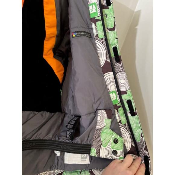 Orage Ski Snowboard Hooded Jacket Green White Geometric Design Youth Medium - Picture 5 of 10